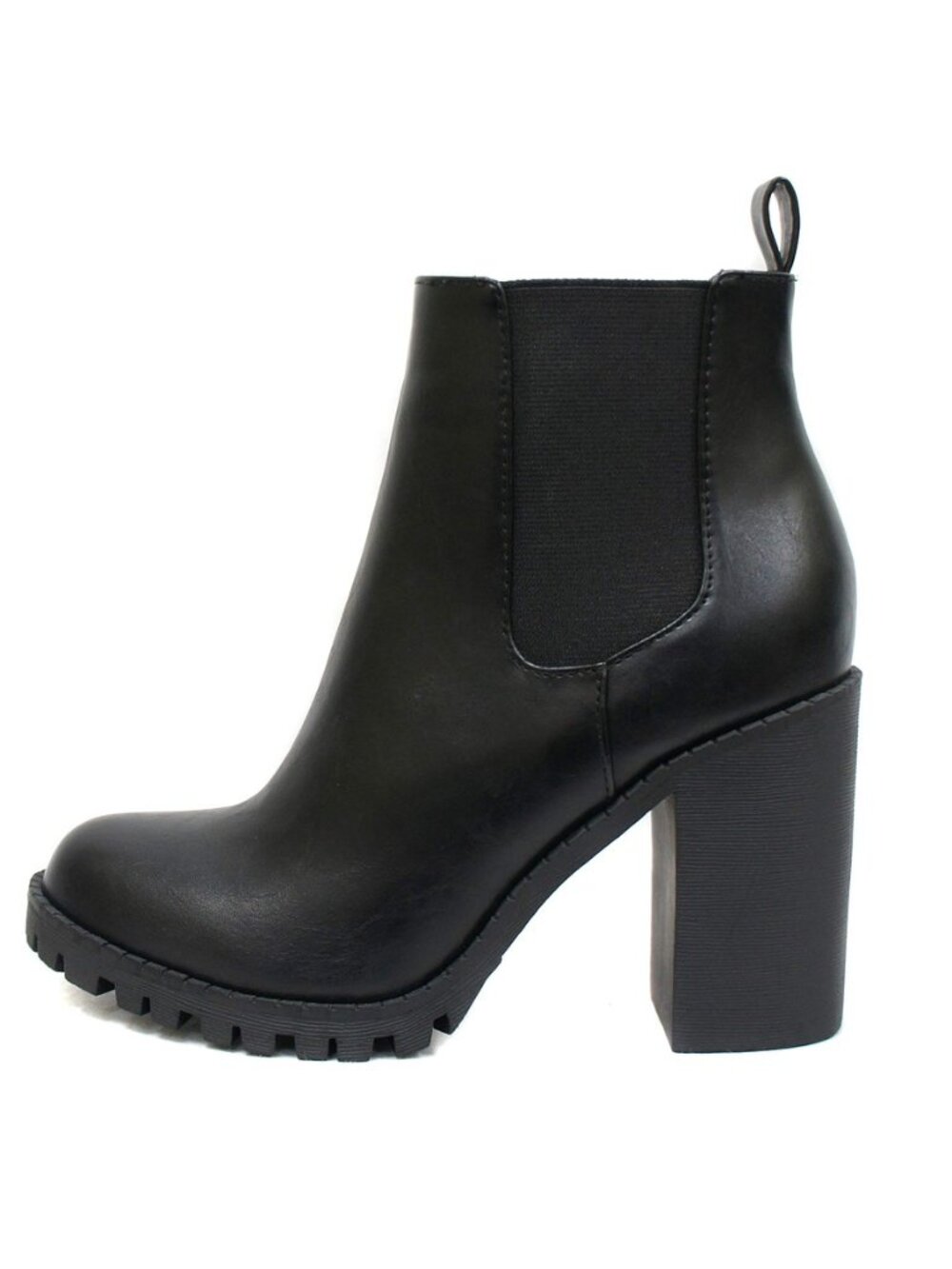 Glove - Ankle Boot w/Lug Sole Elastic Gore and Chunky Heel